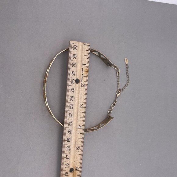 Aldo Zigzag Cutout Choker Necklace Gold Tone Adjustable Extender Chain - Picture 3 of 3